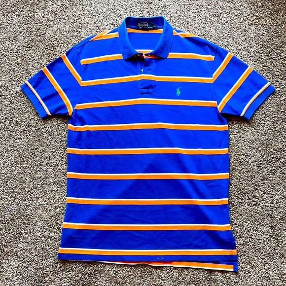 Polo Ralph Lauren Other - Polo by Ralph Lauren mens L Large blue orange stripe polo shirt EUC